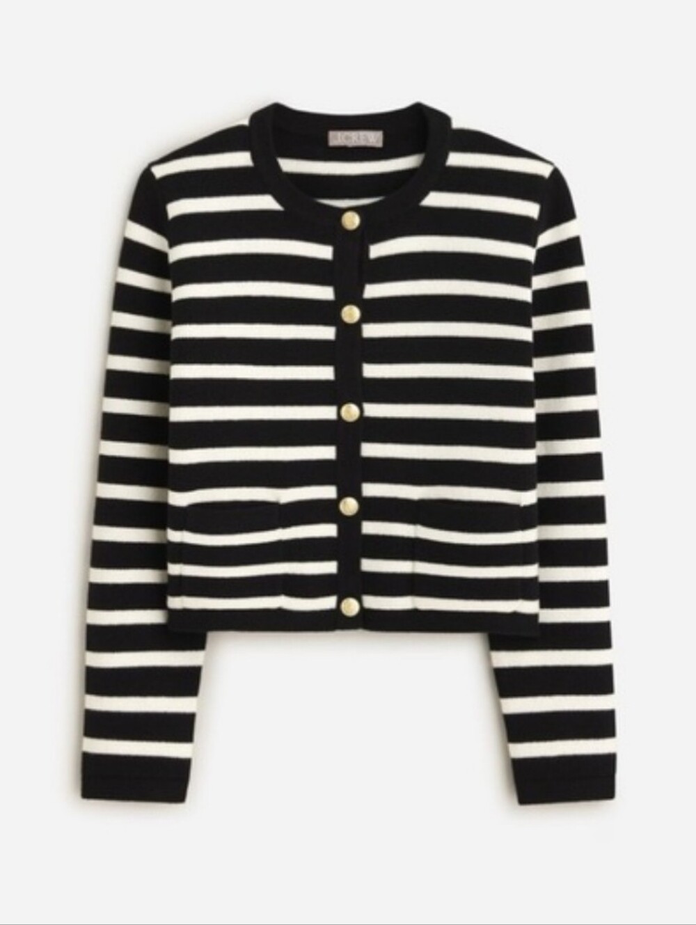 JCrew Black And White Emilie Sweater Lady Jacket Sz L